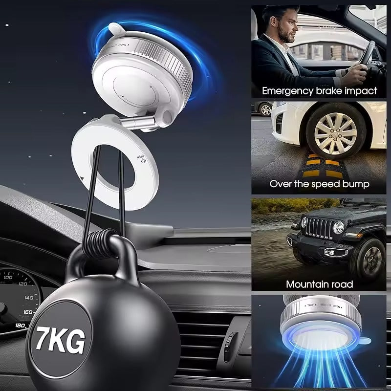 Magnetisk Mobilhållare med Vakuumsug – 360° Justerbar