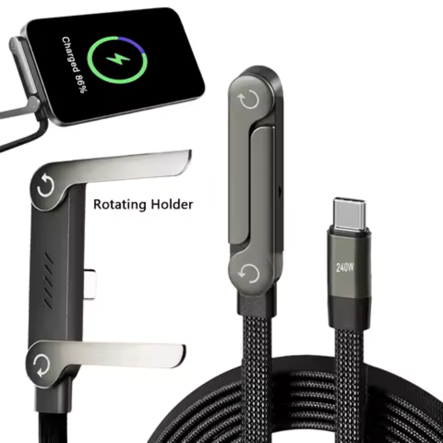USB-C ProFlex™ – Vinklad Snabbladdningskabel 240W